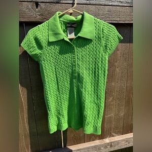 Vintage Fairycore Old School 525 America Vibrant Green Knit Top